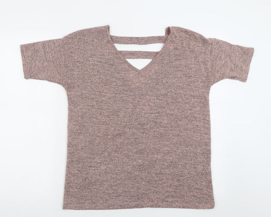 Primark Womens Pink V-Neck  Polyester Pullover Jumper Size 6