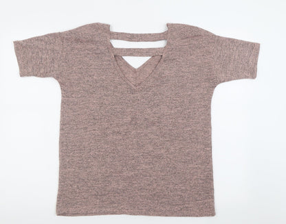 Primark Womens Pink V-Neck  Polyester Pullover Jumper Size 6