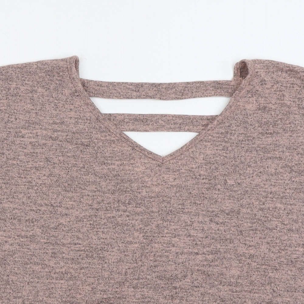 Primark Womens Pink V-Neck  Polyester Pullover Jumper Size 6