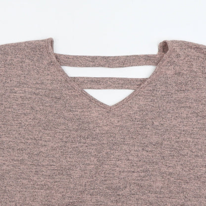 Primark Womens Pink V-Neck  Polyester Pullover Jumper Size 6