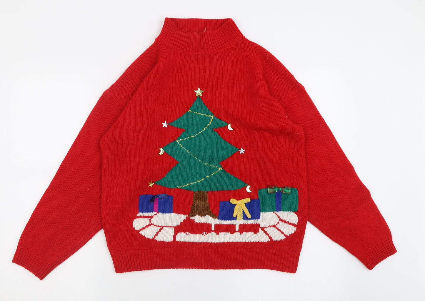 Fashion Force Mens Red High Neck  Acrylic Pullover Jumper Size M   - Christmas Jumper