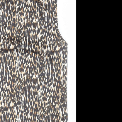 Primark Womens Brown Animal Print Polyester Bodysuit One-Piece Size M  Snap
