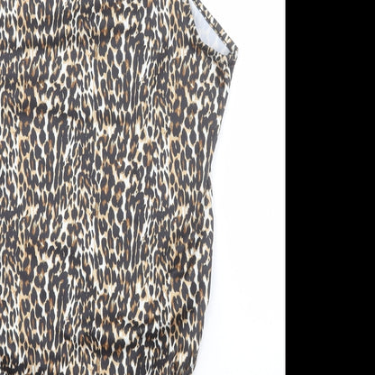 Primark Womens Brown Animal Print Polyester Bodysuit One-Piece Size M  Snap