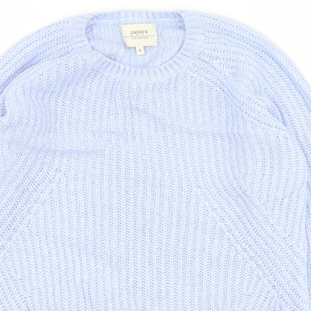 Womens UK Size S Papaya Blue Pullover Jumper
