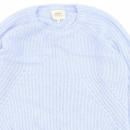 Womens UK Size S Papaya Blue Pullover Jumper