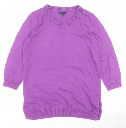 Gap Womens Purple Round Neck  Cotton Henley Jumper Size M