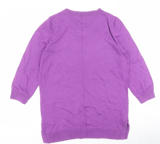 Gap Womens Purple Round Neck  Cotton Henley Jumper Size M