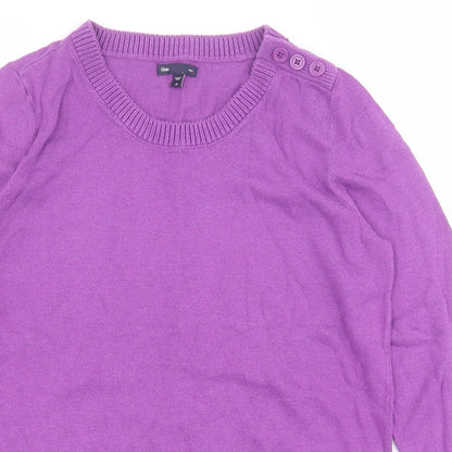 Gap Womens Purple Round Neck  Cotton Henley Jumper Size M