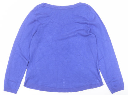 Bonmarche Womens Purple Round Neck  Viscose Pullover Jumper Size 12