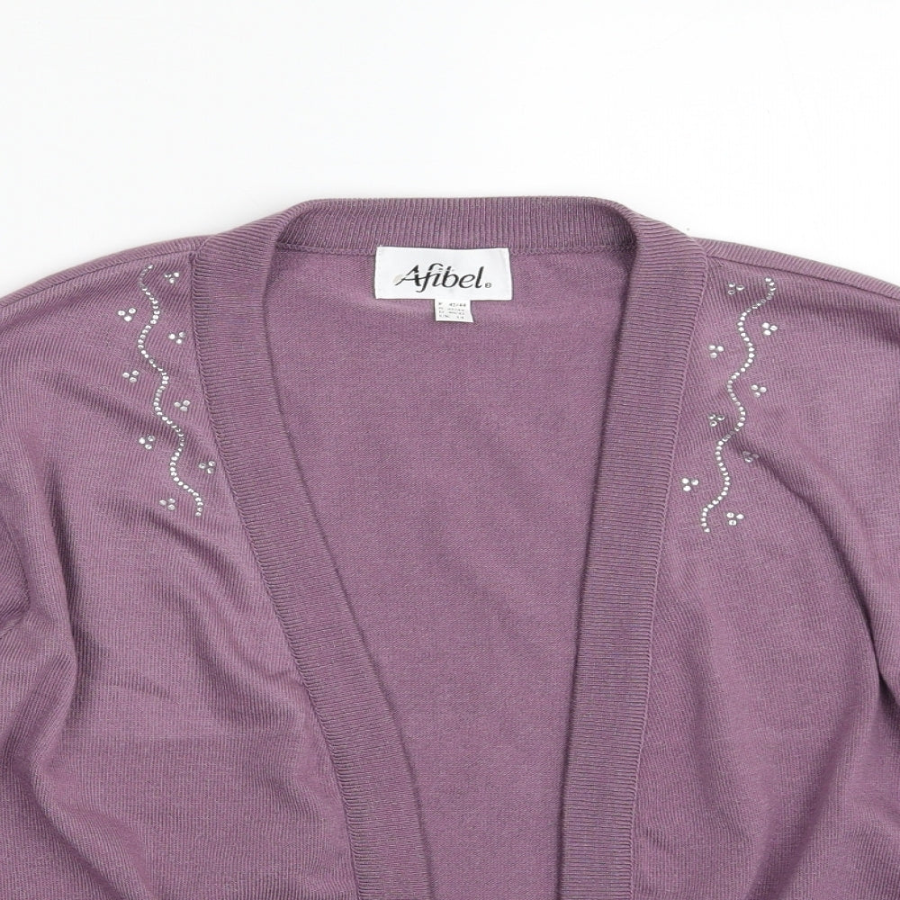 Womens UK Size 14 Afibel Purple Cardigan Jumper