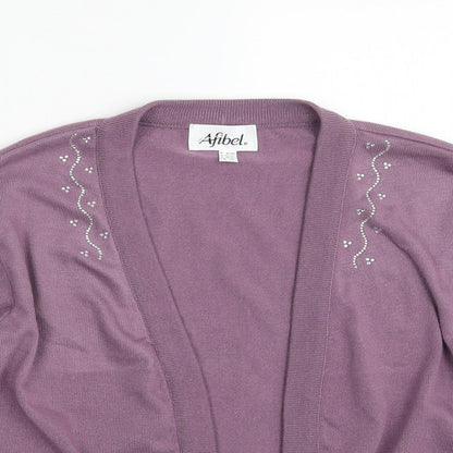 Womens UK Size 14 Afibel Purple Cardigan Jumper