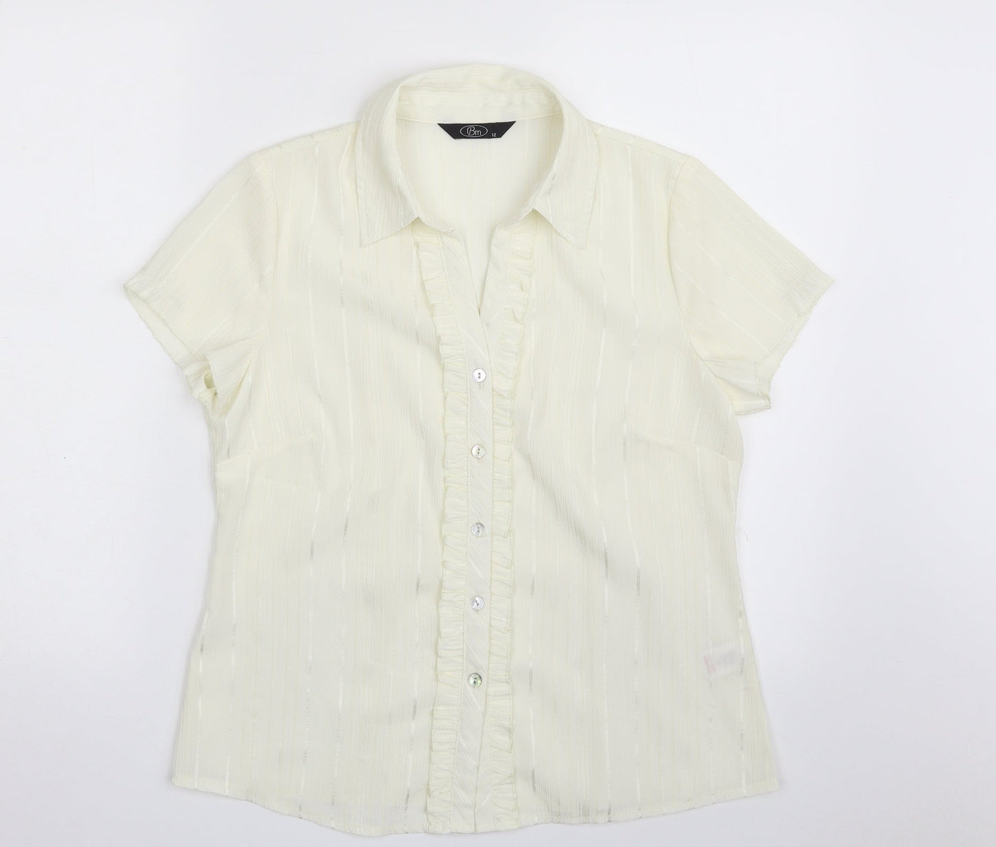 Womens UK Size 12 Bonmarché Ivory Basic Button-Up