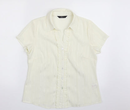 Womens UK Size 12 Bonmarché Ivory Basic Button-Up
