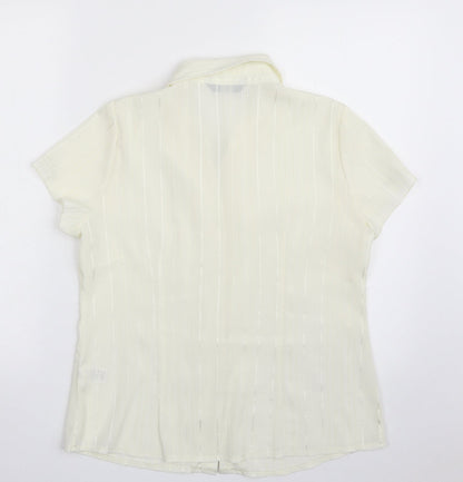 Womens UK Size 12 Bonmarché Ivory Basic Button-Up