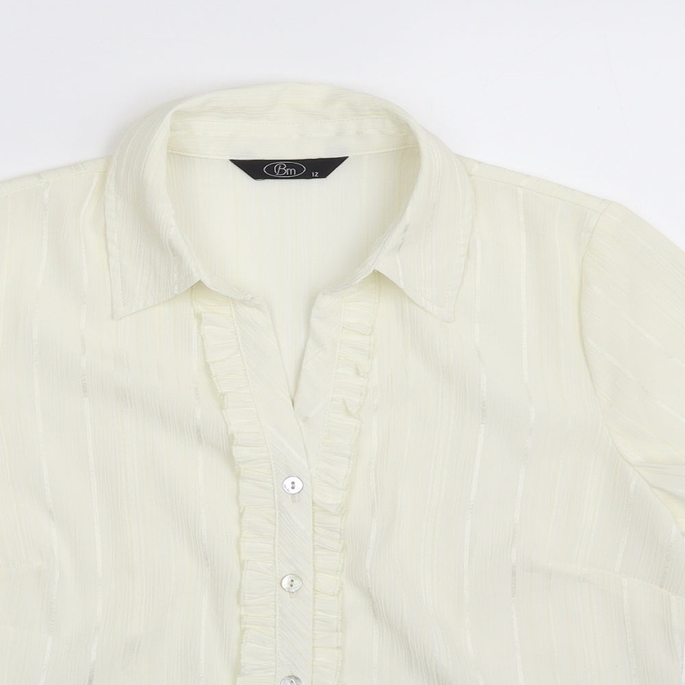 Womens UK Size 12 Bonmarché Ivory Basic Button-Up