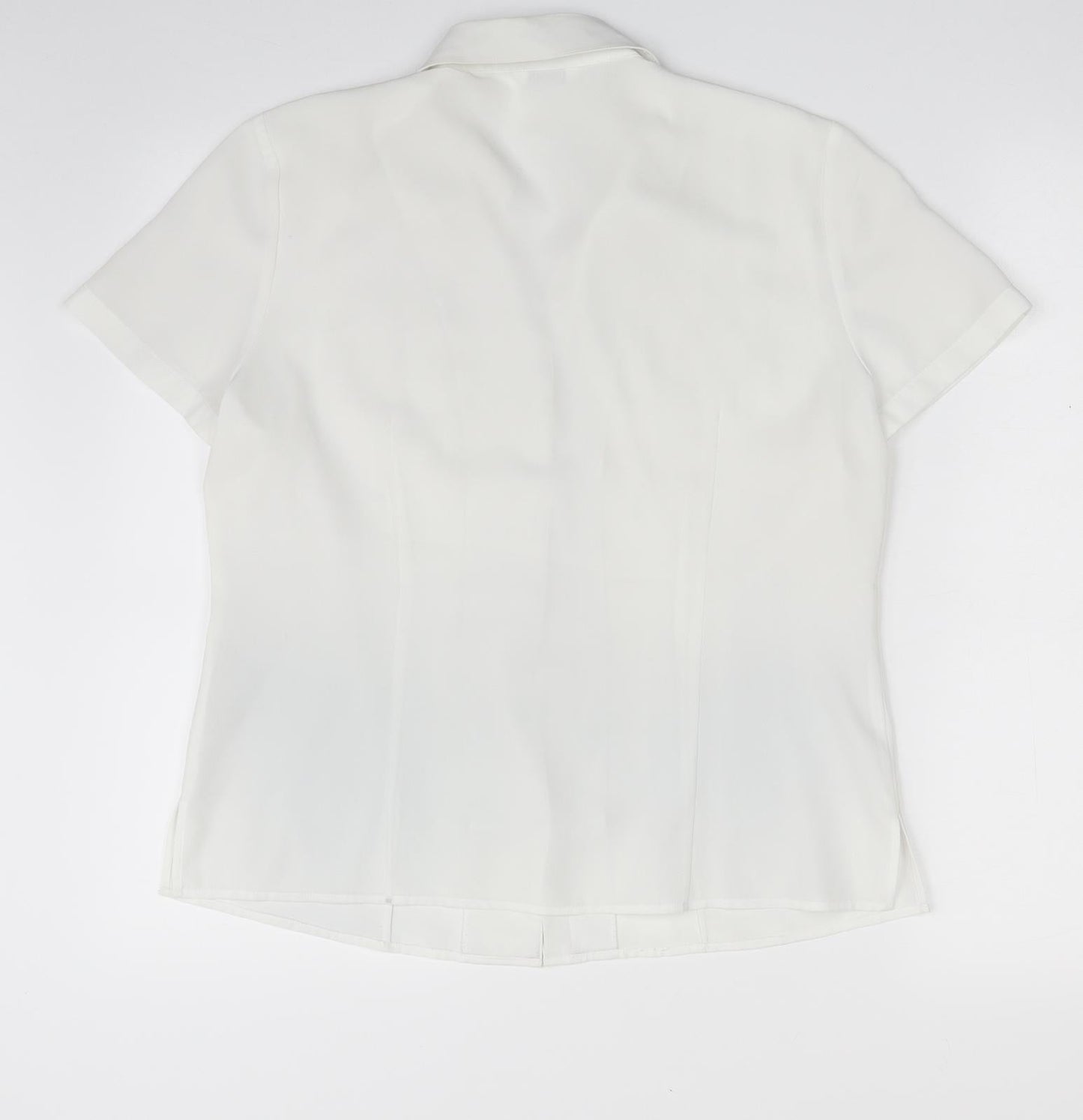 Berkertex Womens White  Polyester Basic Button-Up Size 12 Collared