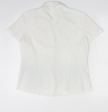 Berkertex Womens White  Polyester Basic Button-Up Size 12 Collared