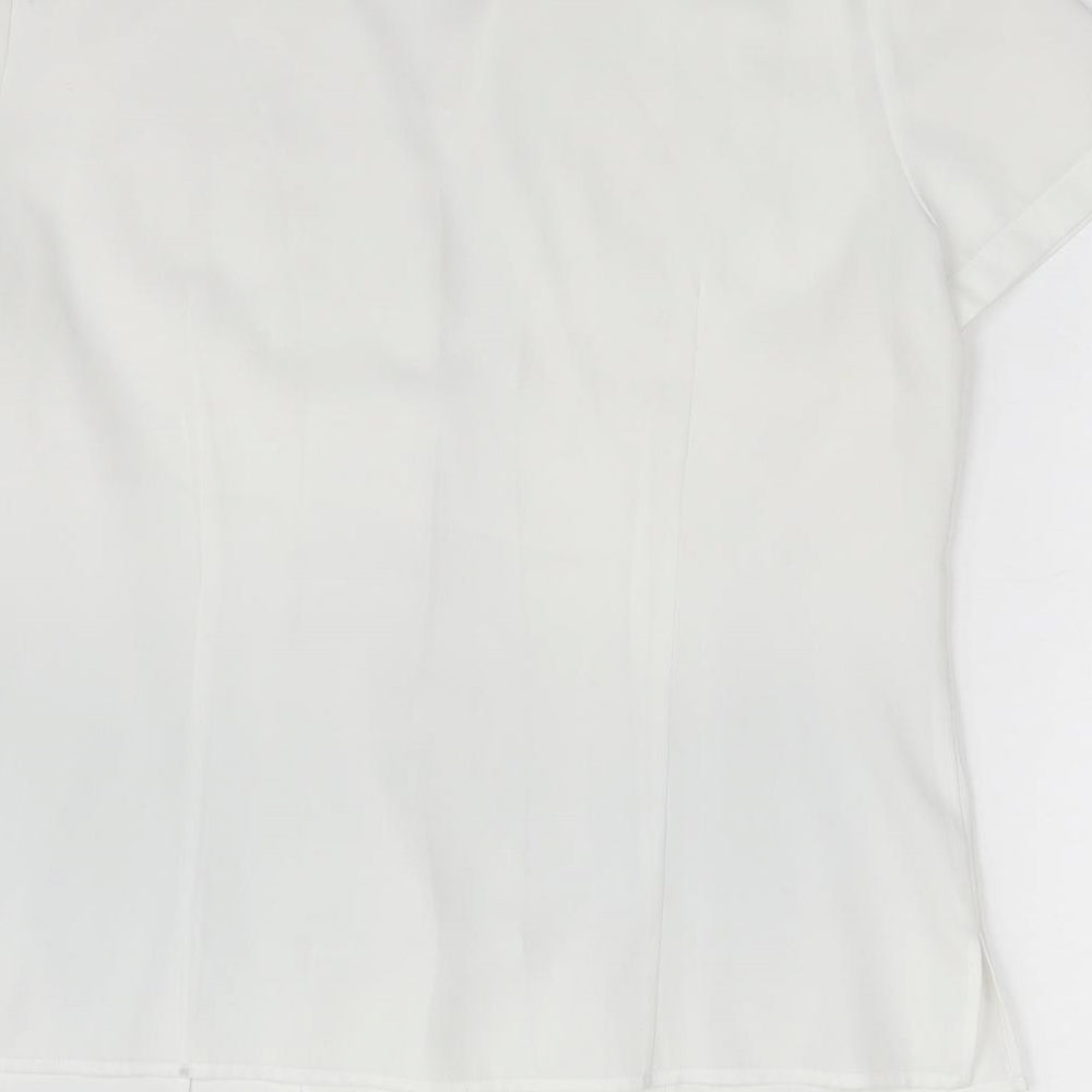 Berkertex Womens White  Polyester Basic Button-Up Size 12 Collared