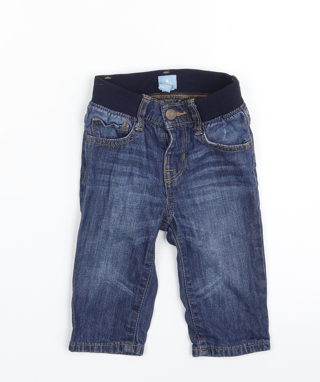 Gap Baby Blue  Cotton Cropped Jeans Size 6-9 Months  Button - Size 6-12M