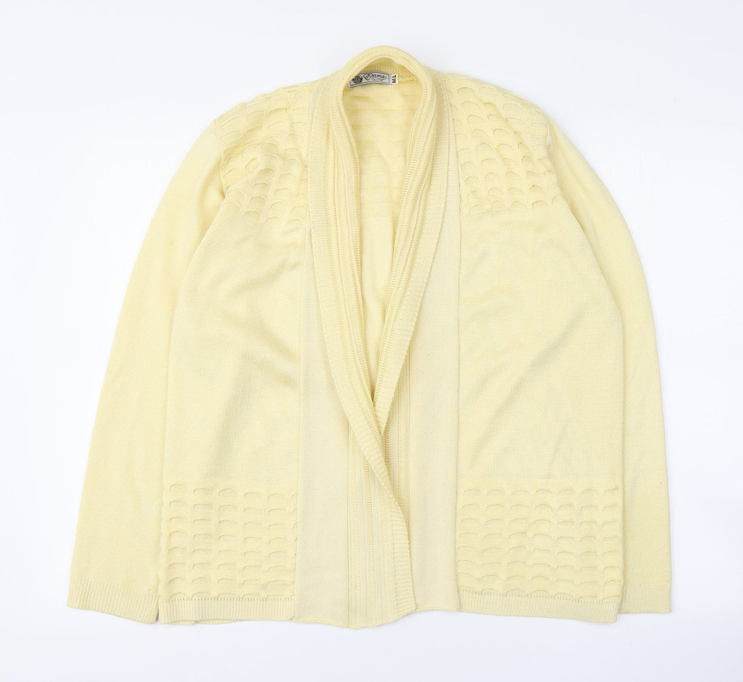 Emma Collection Womens Yellow V-Neck  Acrylic Cardigan Jumper Size M   - Size M/L