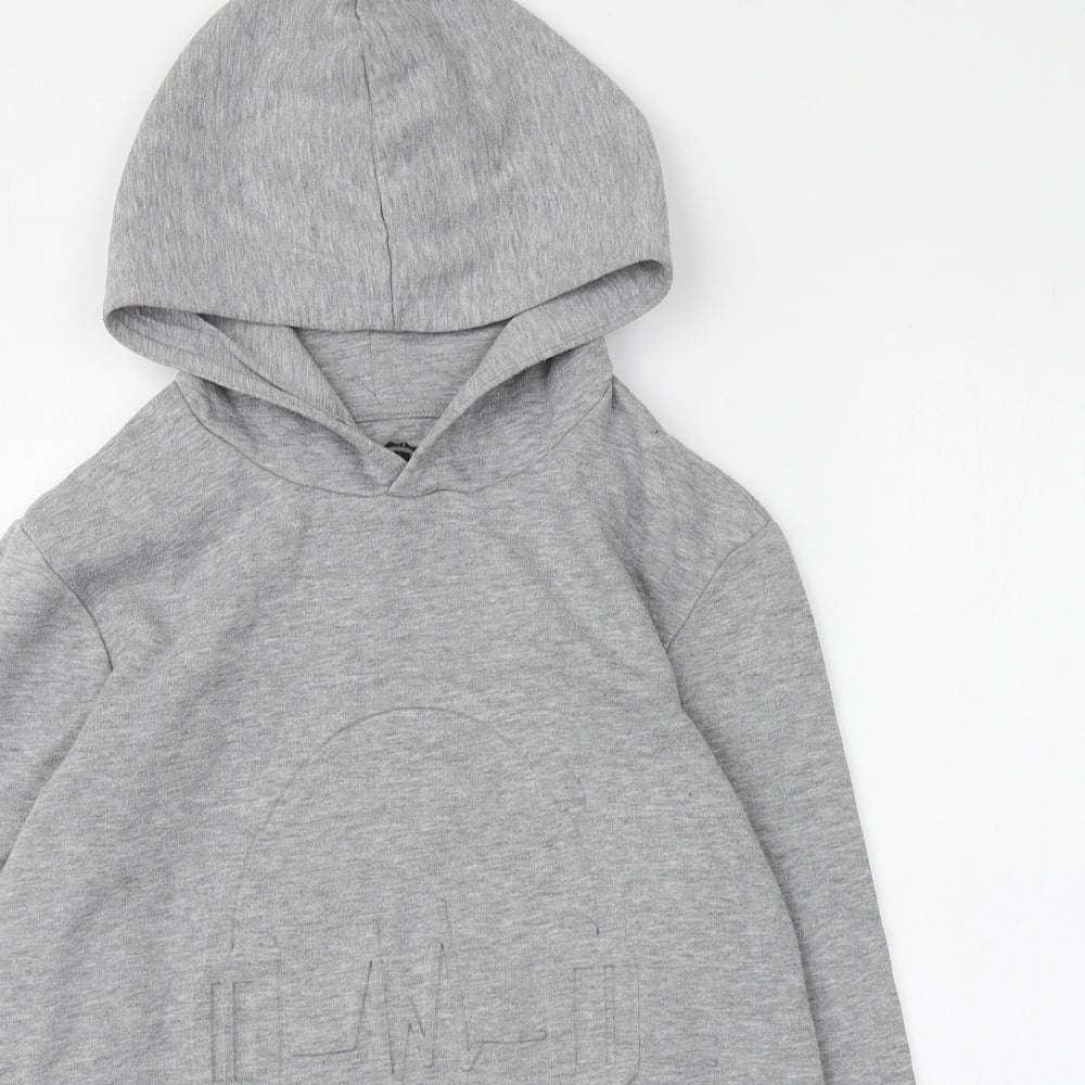 Bluezoo Boys Grey  Cotton Pullover Hoodie Size 11-12 Years   - Raised 'Good vibes'