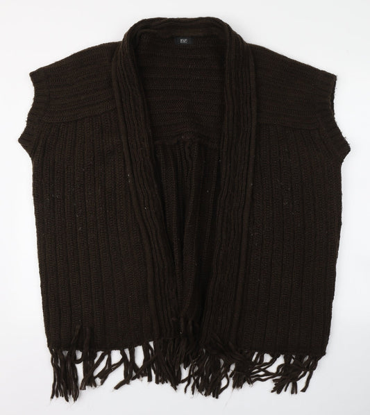 F&F Womens Brown Round Neck  Acrylic Cardigan Jumper Size 6