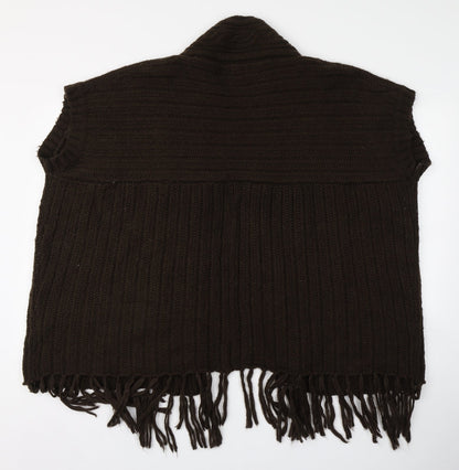 F&F Womens Brown Round Neck  Acrylic Cardigan Jumper Size 6