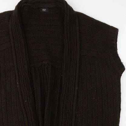 F&F Womens Brown Round Neck  Acrylic Cardigan Jumper Size 6