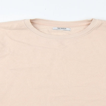 Zara Boys Pink Round Neck  Cotton Pullover Jumper Size S   - Cropped
