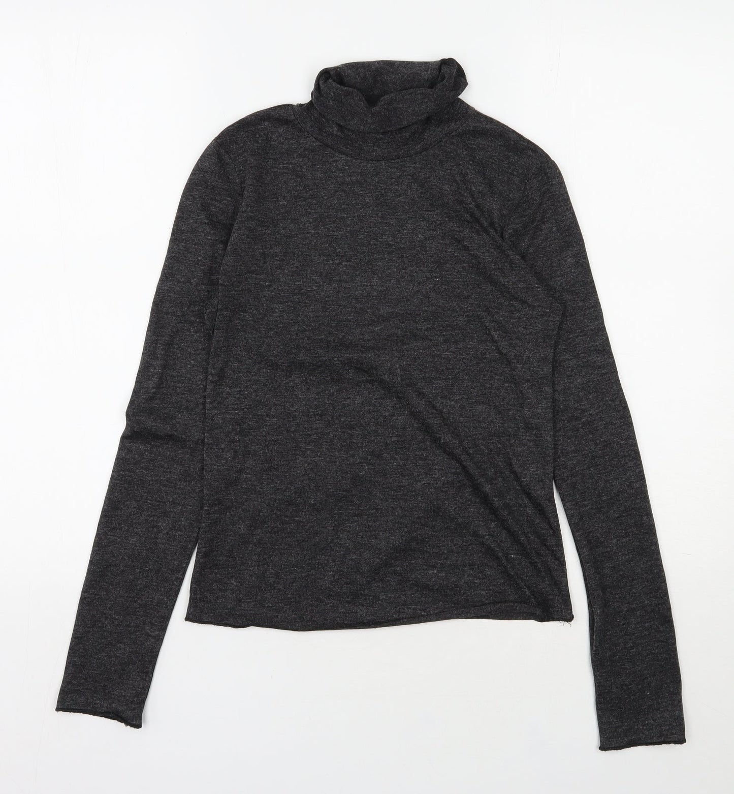 SheIn Womens Grey  Polyester Jersey T-Shirt Size M Roll Neck