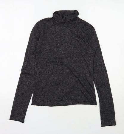 SheIn Womens Grey  Polyester Jersey T-Shirt Size M Roll Neck