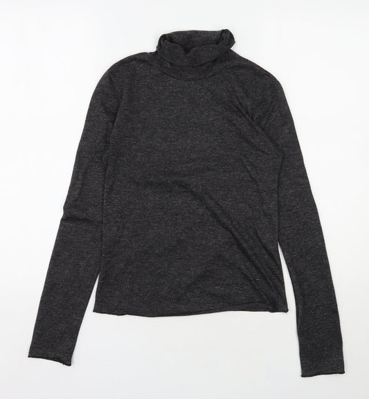 SheIn Womens Grey  Polyester Jersey T-Shirt Size M Roll Neck