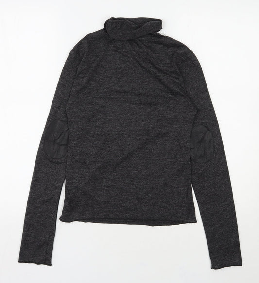 SheIn Womens Grey  Polyester Jersey T-Shirt Size M Roll Neck