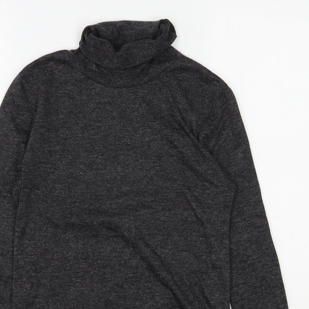 SheIn Womens Grey  Polyester Jersey T-Shirt Size M Roll Neck