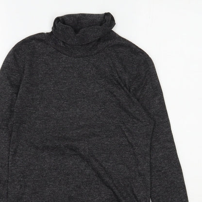 SheIn Womens Grey  Polyester Jersey T-Shirt Size M Roll Neck