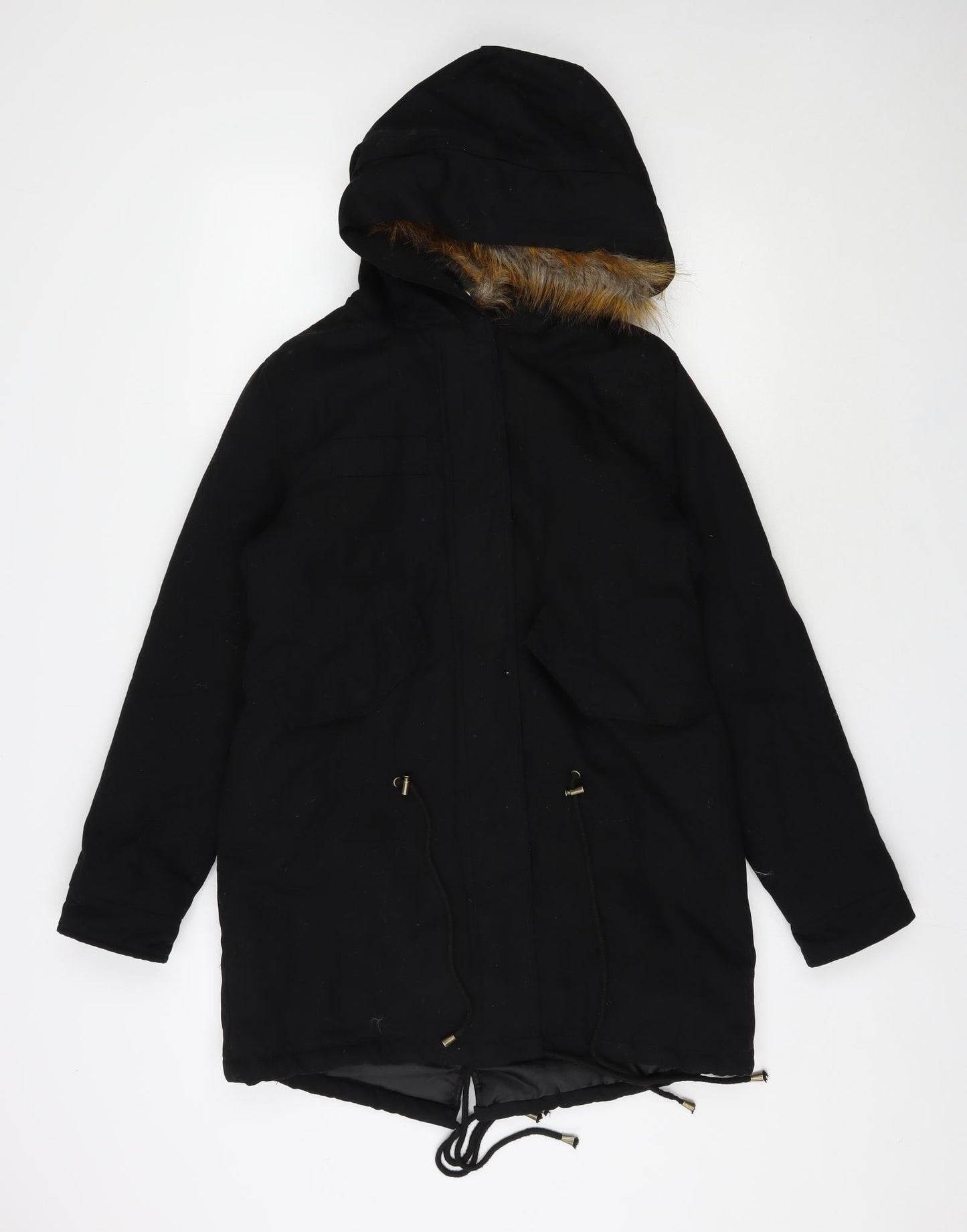 Womens UK Size 8 Boohoo Black Parka Coat