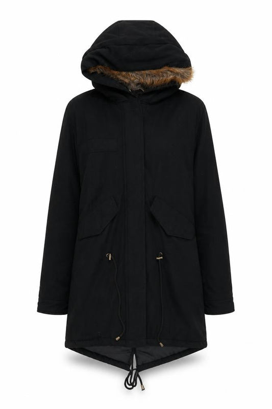 Womens UK Size 8 Boohoo Black Parka Coat