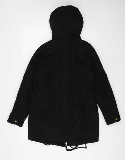 Womens UK Size 8 Boohoo Black Parka Coat