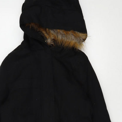 Womens UK Size 8 Boohoo Black Parka Coat