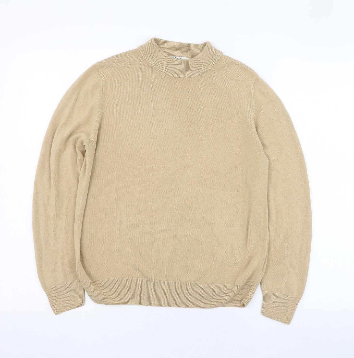 Marks and Spencer Womens Beige Round Neck  Acrylic Pullover Jumper Size 12