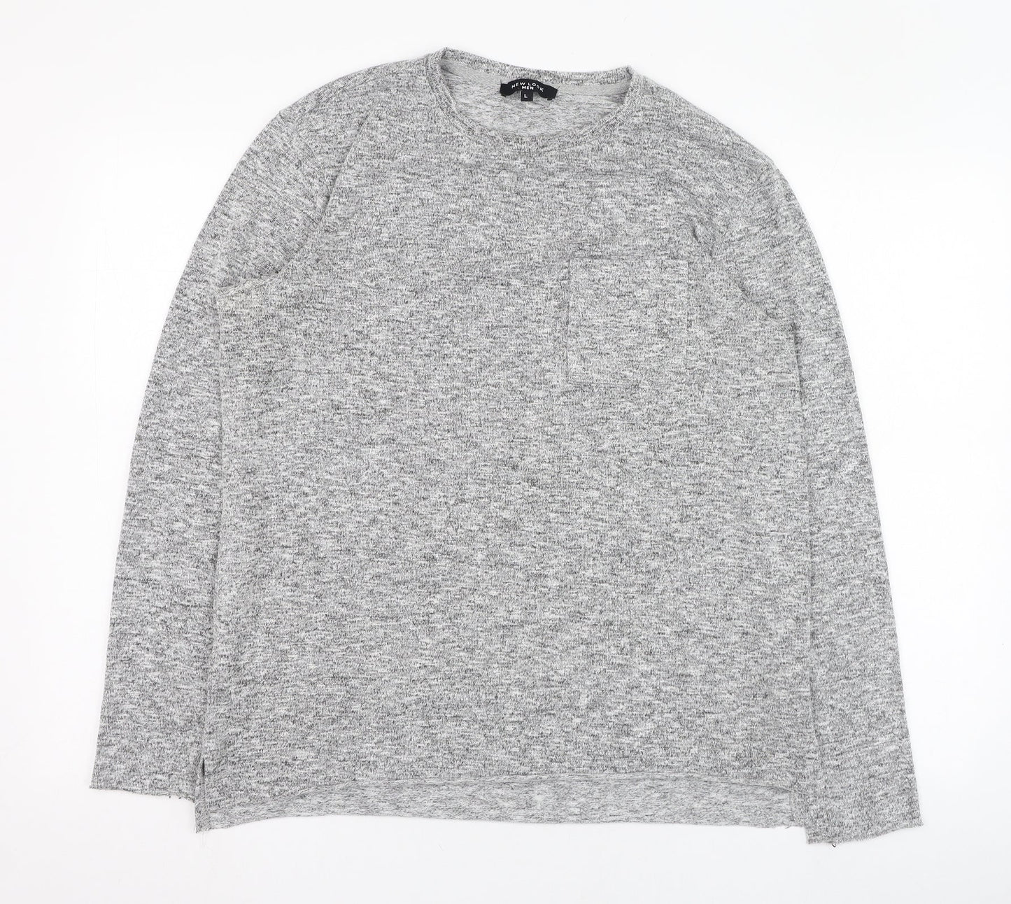 New Look Mens Grey Round Neck  Polyester Pullover Jumper Size L