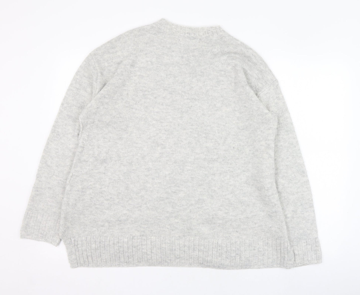 Marks and Spencer Womens Grey Round Neck  Acrylic Pullover Jumper Size M