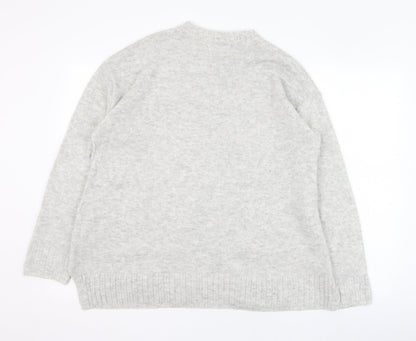 Marks and Spencer Womens Grey Round Neck  Acrylic Pullover Jumper Size M