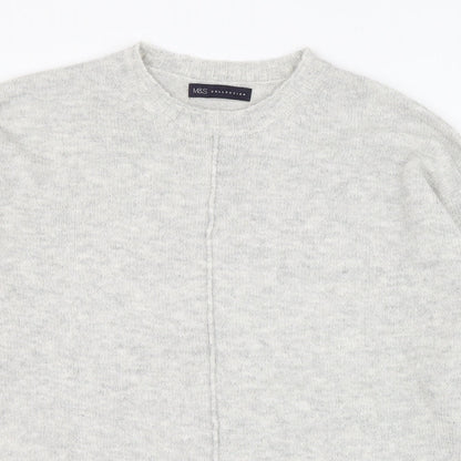 Marks and Spencer Womens Grey Round Neck  Acrylic Pullover Jumper Size M