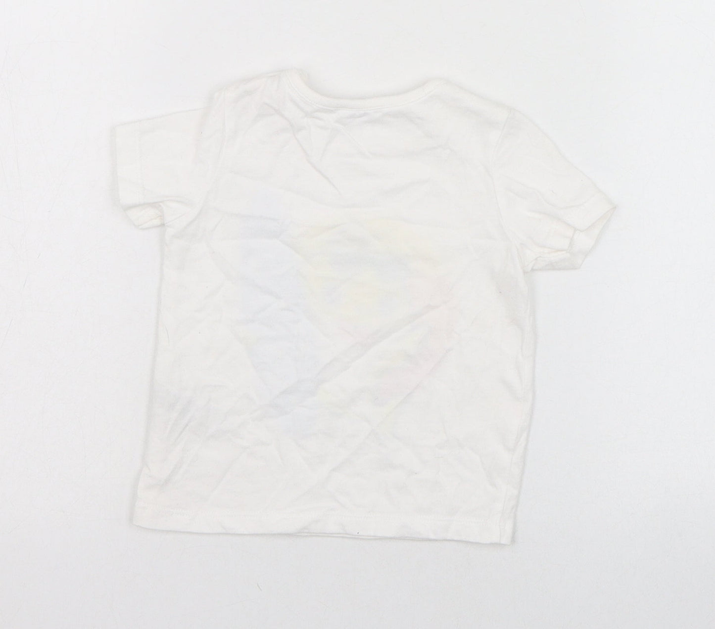 F&F Boys White  Cotton Basic T-Shirt Size 6-9 Months Round Neck Pullover - Baby Shark