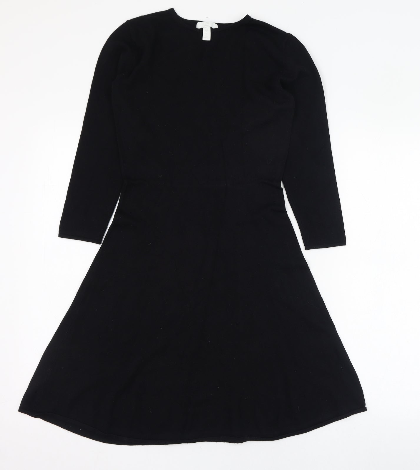 H&M Womens Black  Viscose Skater Dress  Size XS  Round Neck Pullover
