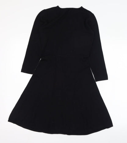 H&M Womens Black  Viscose Skater Dress  Size XS  Round Neck Pullover