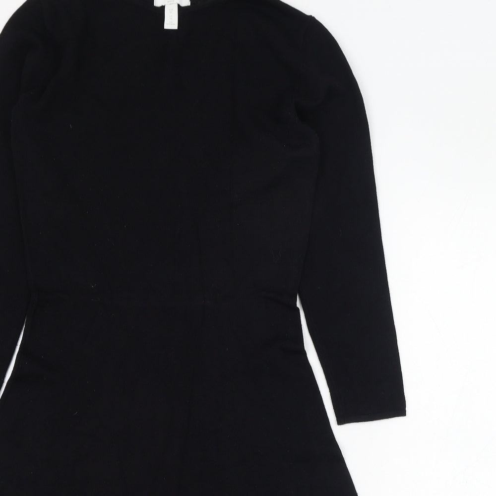 H&M Womens Black  Viscose Skater Dress  Size XS  Round Neck Pullover