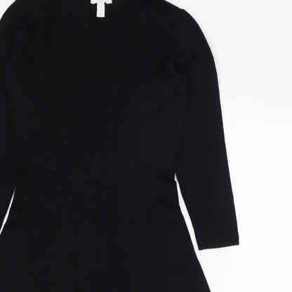 H&M Womens Black  Viscose Skater Dress  Size XS  Round Neck Pullover