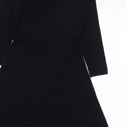 H&M Womens Black  Viscose Skater Dress  Size XS  Round Neck Pullover